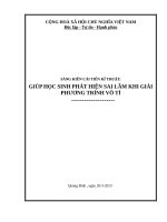 GIÚP học SINH PHÁT HIỆN SAI lầm KHI GIẢI PHƯƠNG TRÌNH vô tỉ 