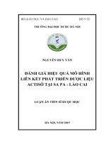 Luận án tiến sĩ y học: Đánh giá hiệu quả mô hình liên kết phát triển được liệu Actiso tại Sapa Lào Cai