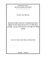 Luận văn thạc sĩ đánh giá khả năng xử lý kim loại nặng trong nước thải sản xuất của nhà máy cơ khí   mạ đà nẵng bằng vật liệu từ tính y PGM 
