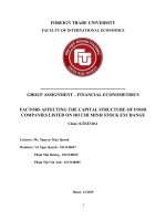 tiểu luận kinh tế lượng factors affecting the capital structure of food companies listed on ho chi minh stock exchange  