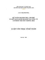 Luận văn thạc sỹ - Kế toán doanh thu, chi phí và kết quả kinh doanh tại Công ty Cổ phần truyền thông IRIS