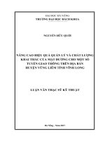 Nâng cao hiệu quả quản lý và chất lượng khai thác của mặt đường cho một số tuyến giao thông trên địa bàn huyện vũng liêm, tỉnh vĩnh long 