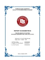 tiểu luận kinh tế lượng THE INFLUENCE OF FACTORS ON UNITED KINGDOMS GDP FROM 1965 TO 2010 