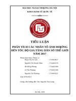 tiểu luận kinh tế lượng các nhân tố ảnh hưởng tới tốc độ gia tăng dân số của các nước trên thế giới năm 2017 