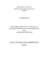 Luận văn thạc sỹ - Hoàn thiện công tác xử lý nợ xấu tại Ngân hàng TMCP Đầu tư và Phát triển Việt Nam – Chi nhánh Nam Hà Nội