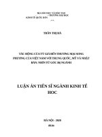 Tác động của tỷ giá đến thương mại song phương của việt nam với trung quốc, mỹ và nhật bản nhìn từ góc độ ngành 