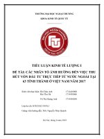 tiểu luận kinh tế lượng các nhân tố ảnh hưởng đến việc thu hút vốn đầu tư trực tiếp từ nước ngoài tại 63 tỉnh thành việt nam năm 2017 