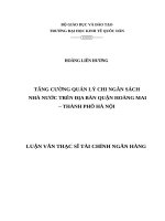 Luận văn thạc sỹ - Tăng cường quản lý chi ngân sách nhà nước tại quận Hoàng Mai – thành phố Hà Nội