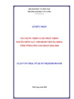 Xây dựng chiến lược phát triển nguồn nhân lực cho Bệnh viện đa khoa tỉnh Vĩnh Long, giai đoạn 2016 - 2020