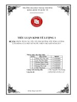 tiểu luận kinh tế lượng PHÂN TÍCH các yêu tố ẢNH HƯỞNG tới TỔNG LƯỢNG LAO ĐỘNG của một số nước TRÊN THẾ GIỚI năm 2017 