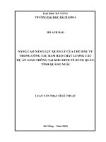 Nâng cao năng lực quản lý của chủ đầu tư trong công tác đảm bảo chất lượng các dự án giao thông tại khu kinh tế dung quất tỉnh quảng ngãi 