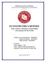 tiểu luận kinh tế lượng factors affecting average height of countries in the world 