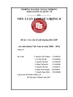 tiểu luận kinh tế lượng 2 các yếu tố ảnh hƣởng đến GDP các tỉnh thành việt nam từ năm 2008 – 2018 