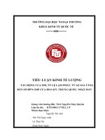 tiểu luận kinh tế lượng tác động của FDI, tỷ lệ lạm phát, tỷ lệ gia tăng dân số đến GDP HOa kỳ, trung quốc và nhật bản 