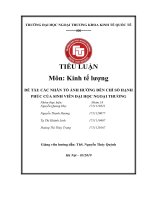 tiểu luận kinh tế lượng các NHÂN tố ẢNH HƯỞNG đến CHỈ số HẠNH PHÚC của SINH VIÊN đại học NGOẠI THƯƠNG 