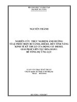 Nghiên cứu thực nghiệm ảnh hưởng tỷ lệ phối trộn butanol  diesel đến tính năng kinh tế kỹ thuật của động cơ diesel 