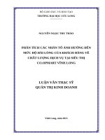 Phân tích các nhân tố ảnh hưởng đến mức độ hài lòng của khách hàng về chất lượng dịch vụ tại siêu thị co opmart vĩnh long 