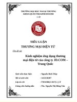 Kinh nghiệm ứng dụng thương mại điện tử của công ty JD COM – trung quốc 