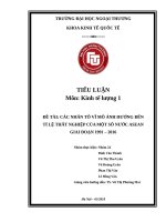 tiểu luận kinh tế lượng các nhân tố vĩ mô ảnh hưởng đến tỉ lệ thất nghiệp của một số nước ASEAN giai đoạn 1991   2016 