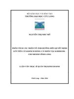 Phân tích các nhân tố ảnh hưởng đến quyết định gửi tiền của khách hàng cá nhân tại agribank   chi nhánh vĩnh long 