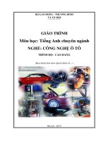 Giáo trình Môn học Tiếng Anh chuyên ngành  Nghề: Công nghệ ô tô