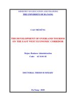 Phát triển du lịch đường bộ trên tuyến hành lang kinh tế đông tây tt tiếng anh 
