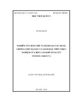 NGHIÊN CỨU BÀO CHẾ VÀ ĐÁNH GIÁ TÁC DỤNG CHỐNG LOÉT DẠ DÀY VÀ GIẢM ĐAU TRÊN THỰC NGHIỆM CỦA BỘT CAO KHÔ NGẢI CỨU (Artemisia vulgaris L.)
