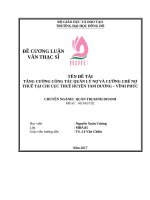 ĐỀ CƯƠNG: TĂNG CƯỜNG CÔNG TÁC QUẢN LÝ NỢ VÀ CƯỠNG CHẾ NỢ THUẾ TẠI CHI CỤC THUẾ HUYỆN TAM DƯƠNG – VĨNH PHÚC