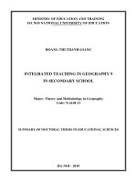 Dạy học tích hợp trong môn địa lí 9 ở trường trung học cơ sở tt tiếng anh 
