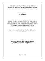 Phát triển năng lực trực giác toán học cho học sinh trong dạy học toán ở trường trung học phổ thông tt tiếng anh 