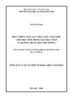 Phát triển năng lực trực giác toán học cho học sinh trong dạy học toán ở trường trung học phổ thông tt 