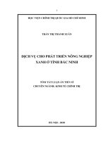 Dịch vụ cho phát triển nông nghiệp xanh ở tỉnh bắc ninh (tt) 