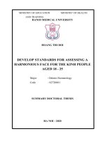 Xây dựng tiêu chuẩn đánh giá khuôn mặt hài hòa cho người dân tộc kinh độ tuổi 18   25 tt tieng anh 