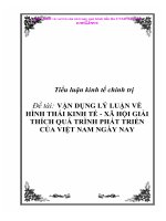 Tiểu luận Kinh tế chính trị: Vận dụng lý luận về hình thái kinh tế  xã hội giải thích quá trình phát triển của Việt Nam ngày nay