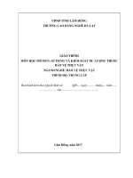 Giáo trình Sử dụng và kiểm soát dư lượng thuốc bảo vệ thực vật  Nghề: Bảo vệ thực vật (Trung cấp)  CĐ Nghề Đà Lạt