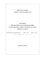 Giáo trình Quản trị doanh nghiệp  Nghề: Nông nghiệp và sinh học ứng dụng (Cao đẳng)  CĐ Nghề Đà Lạt