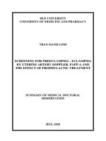 Nghiên cứu kết quả sàng lọc bệnh lý tiền sản giật - sản giật bằng xét nghiệm PAPP-A, siêu âm doppler động mạch tử cung và hiệu quả điều trị dự phòng (TT ANH)