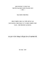 Luận văn thạc sỹ - Phát triển cho vay tiêu dùng tại Ngân hàng Thương mại cổ phần Đầu tư và Phát triển Việt Nam - Chi nhánh Cao Bằng