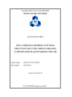 Tối ưu thời gian chi phí dự án sử dụng thuật toán tối ưu hóa nhóm xã hội (SGO) và phương pháp ra quyết định đa tiêu chí
