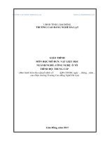 Giáo trình Vật liệu học  Nghề: Công nghệ ôtô (Trung cấp)  CĐ Nghề Đà Lạt