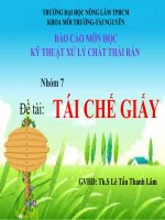 Bài thuyết trình môn Kỹ thuật xử lý chất thải rắn – Chương 7: Tái chế giấy