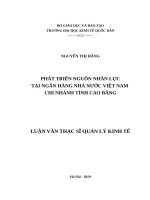 Luận văn thạc sỹ - Phát triển nguồn nhân lực tại Ngân hàng Nhà nước Việt Nam - Chi nhánh tỉnh Cao Bằng