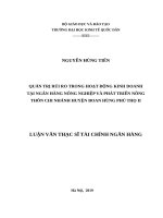 Luận văn thạc sỹ -  QUẢN TRỊ RỦI RO TRONG HOẠT ĐỘNG KINH DOANH TẠI NGÂN HÀNG NÔNG NGHIỆP VÀ PHÁT TRIỂN NÔNG THÔN CHI NHÁNH HUYỆN ĐOAN HÙNG PHÚ THỌ II