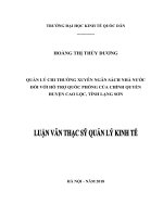 Luận văn thạc sỹ - Quản lý chi thường xuyên Ngân sách Nhà nước đối với hỗ trợ quốc phòng của chính quyền huyện Cao Lộc, tỉnh Lạng Sơn