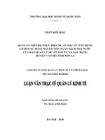 Luận văn thạc sỹ - Quản lý tiến độ thực hiện dự án đầu tư xây dựng cơ bản sử dụng nguồn vốn ngân sách nhà nước của Ban quản lý dự án Đầu tư và Xây dựng huyện Vân Hồ, huyện Sơn La
