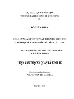 Luận văn thạc sỹ - Quản lý nhà nước về phát triển du lịch của Chính quyền huyện Bắc Hà, tỉnh Lào Cai