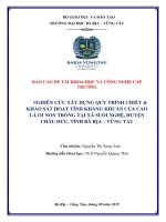 Báo cáo đề tài khoa học và công nghệ cấp trường: Nghiên cứu xây dựng quy trình chiết  khảo sát hoạt tính kháng khuẩn của cao lá ổi non trồng tại xã Suối Nghệ, huyện Châu Đức, tỉnh Bà Rịa – Vũng Tàu