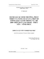 Luận văn sư phạm Đánh giá sự sinh trưởng, phát triển và năng suất một số giống đậu xanh trồng vụ hè 2009 trên đất Cao Minh - Phúc Yên - Vĩnh Phúc