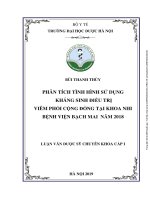 PHÂN TÍCH TÌNH HÌNH SỬ DỤNG KHÁNG SINH ĐIỀU TRỊ VIÊM PHỔI CỘNG ĐỒNG TẠI KHOA NHI BỆNH VIỆN BẠCH MAI NĂM 2018