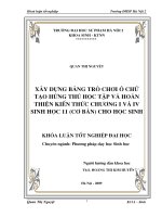 Luận văn sư phạm Xây dựng bảng trò chơi ô chữ tạo hứng thú học tập và hoàn thiện kiến thức chương I và chương IV sinh học 11 (cơ bản) cho học sinh